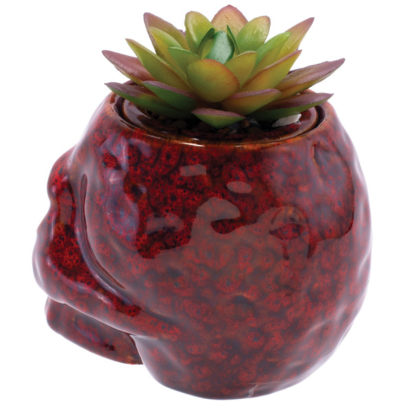 Fujima Skull Planter Ceramic Stash Jar - 4.5" / Red Fujima Skull Planter Ceramic Stash Jar - 4.5" / Red