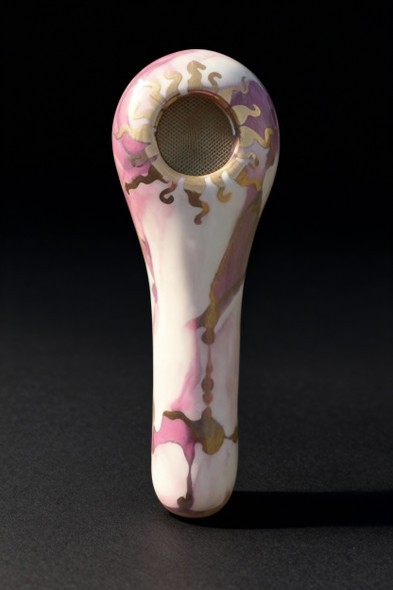 Porcelain Gold Spoon - Pink