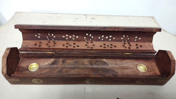 Carved Wooden Coffin Incense Burner IBW132