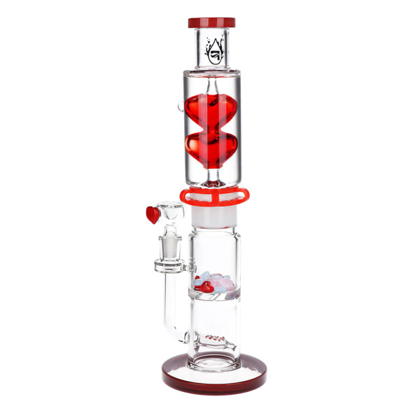 Pulsar Glycerin Love Heart Beat Glass Water Pipe - 13.75" / 14mm F