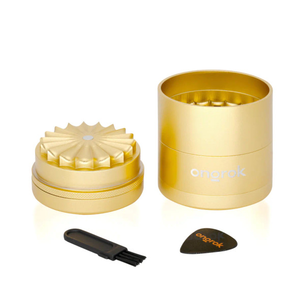 ONGROK 5 Piece Flower Tooth Storage Grinder Gold