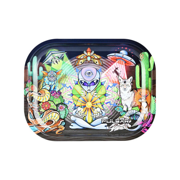 Pulsar Mini Metal Rolling Tray Psychedelic Desert