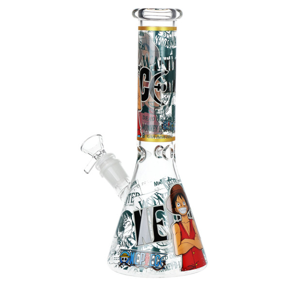 One Treasure Beaker Glass Water Pipe - 10" / 14mm F / Stretch (Red)