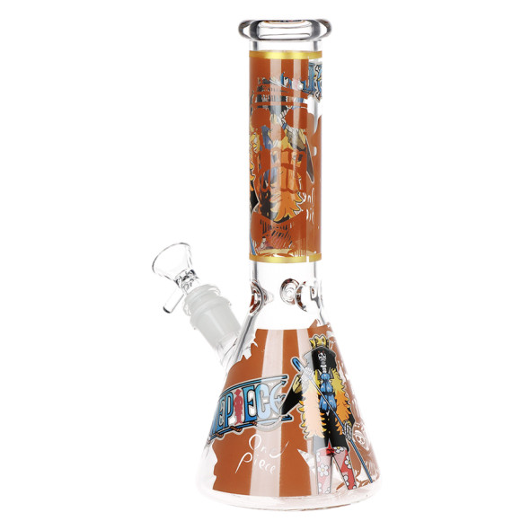 One Treasure Beaker Glass Water Pipe - 10" / 14mm F / 3 Blade (Skeleton)