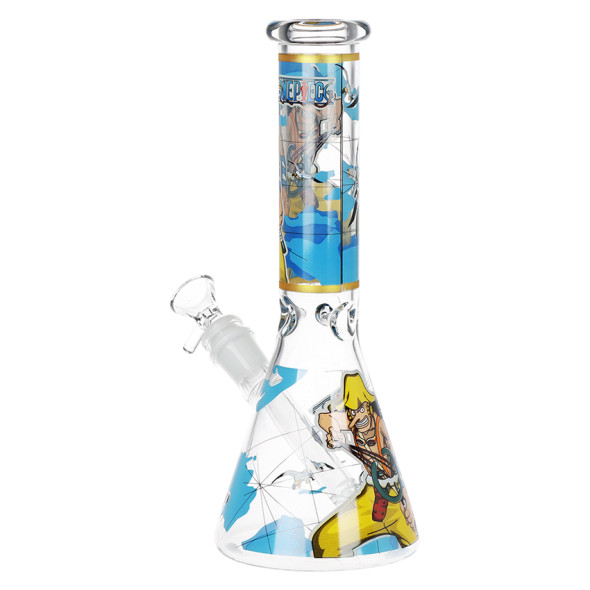 One Treasure Beaker Glass Water Pipe - 10" / 14mm F / Sniper (Yellow)