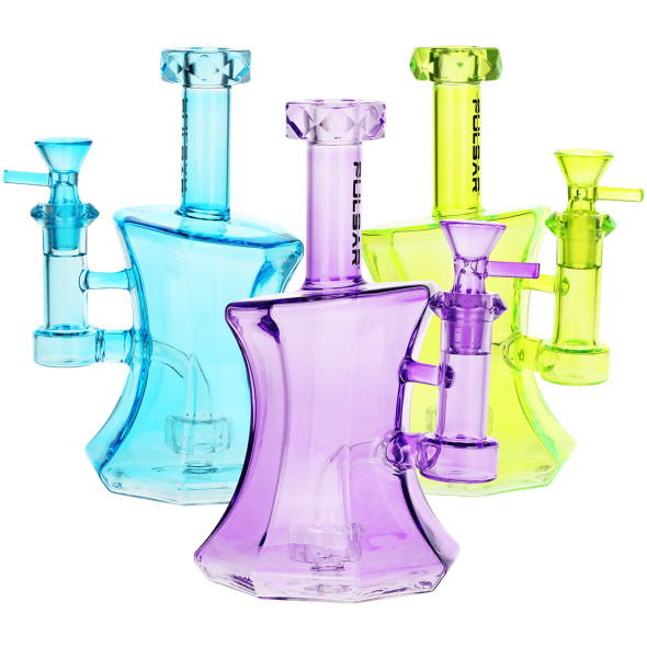 Pulsar Drippy Diamonds Water Pipe - 7.5" / 14mm F /  Green