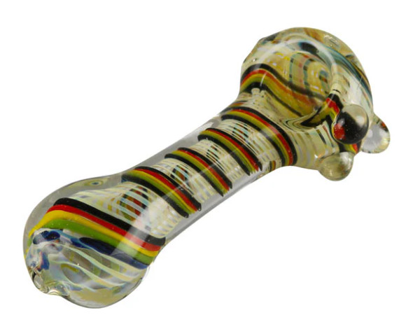 Worked Rasta Spoon Glass Pipe - 4"