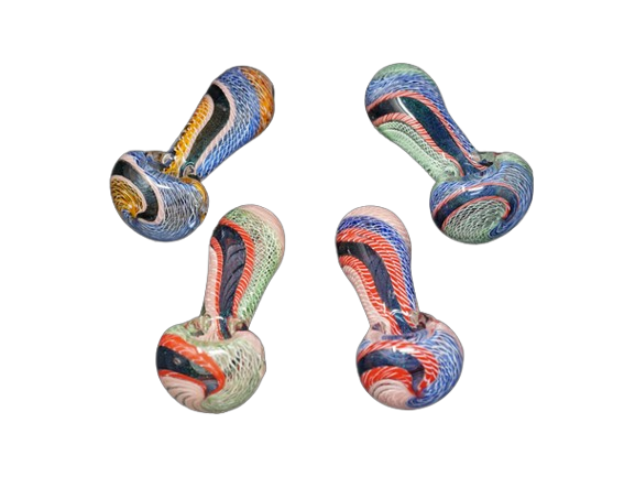 Deluxe Dichro Spoon Pipe Assortment - 3.8" / Assorted Colors/4ct Bundle