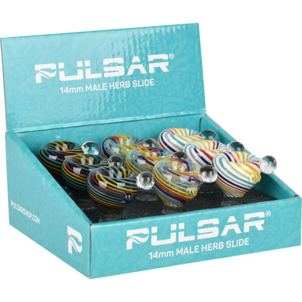 Pulsar Spiral Candy Herb Slide - 14mm M/Assorted Colors/12ct Display