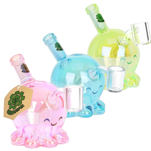 SeshGear Sweet Octopus Neon Glass Dab Rig - 3.75" / 10mm F / Colors Vary