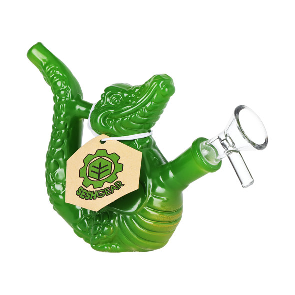 SeshGear Grinning Gator Glass Water Pipe - 4.25" / 14mm F