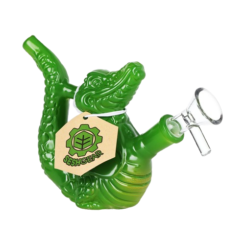 SeshGear Grinning Gator Glass Water Pipe - 4.25" / 14mm F
