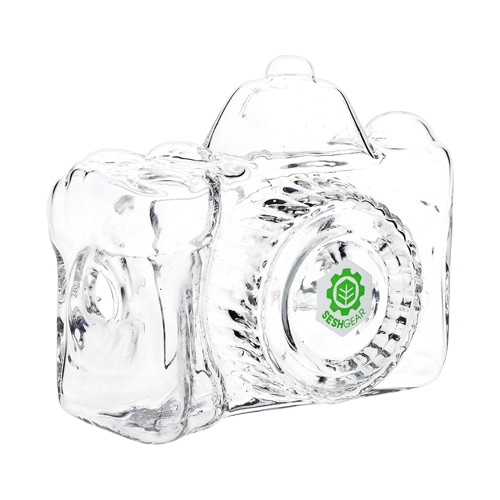 Seshgear Old School Camera Glass Hand Pipe 4" - Clear