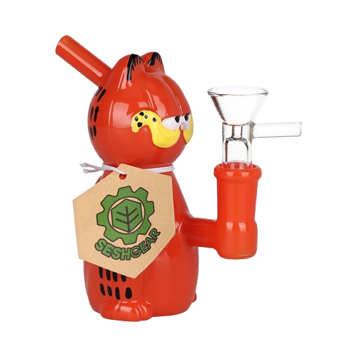 SeshGear Lasagna Lovin' Cat Glass Water Pipe - 4.5" / 14mm F