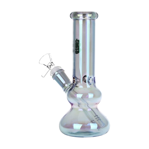 SeshGear Double Bubble Electroplated Glass Water Pipe - 8" / 14mm F / Colors Vary