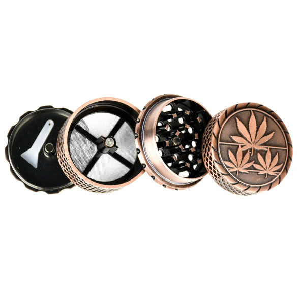 SeshGear Hemp Leaf Trio Solid Metal Grinder- 4pc/2"/Assorted/ 6pc Display