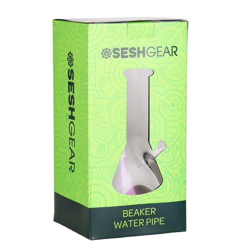 SeshGear Boxed Sparkle and Shine Beaker Glass Water Pipe - 10" / 14mm F / Colors Vary