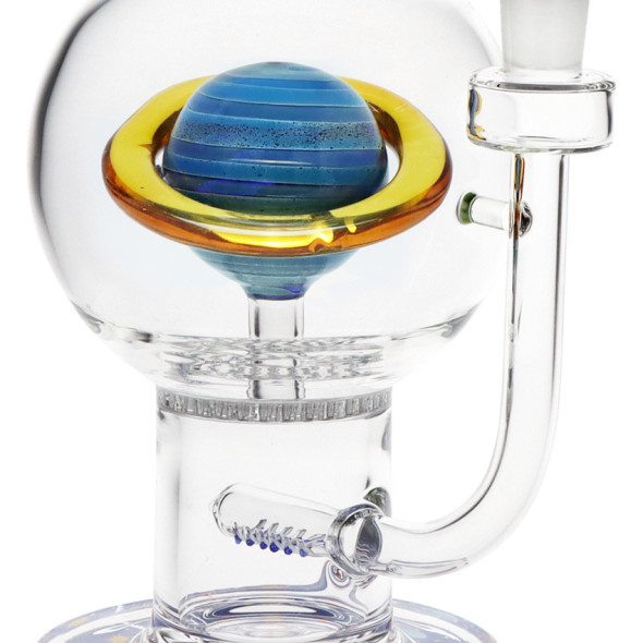 Pulsar Rings of Saturn Bubbler Base Glass Water Pipe - 12.6" / 14mm F