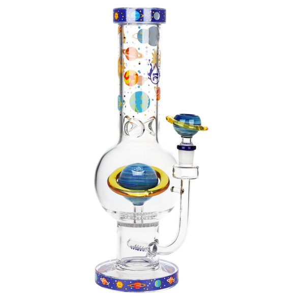 Pulsar Rings of Saturn Bubbler Base Glass Water Pipe - 12.6" / 14mm F