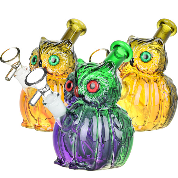 What A Hoot Glass Water Pipe - 5" / 14mm F Colors Vary