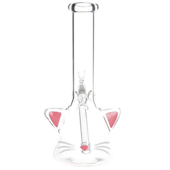 SeshGear Kitty Whiskers Beaker Glass Water Pipe - 9.75" / 14mm F