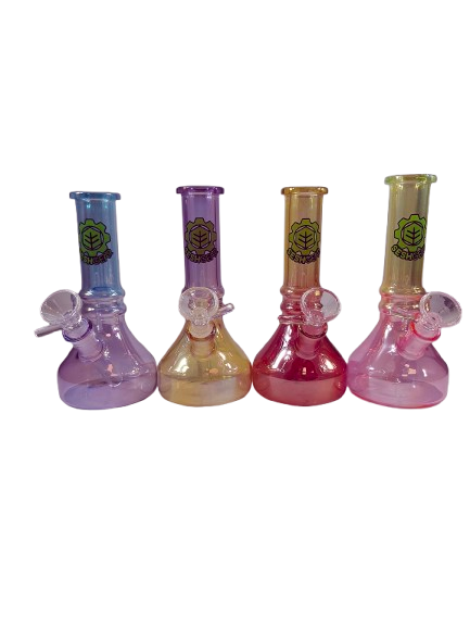Seshgear Electroplated Ombre Glass Water Pipe 6.3" / 14mm F - 4 PC Set - Colors Vary