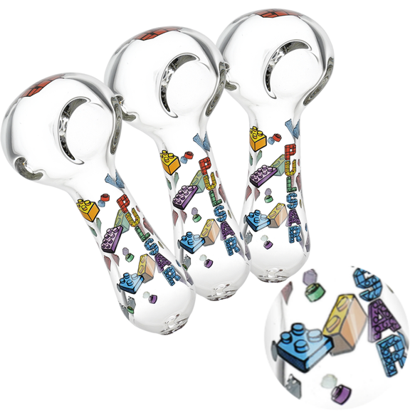 Pulsar Building Blocks Glass Spoon Pipe - 4.5"/3CT Bundle