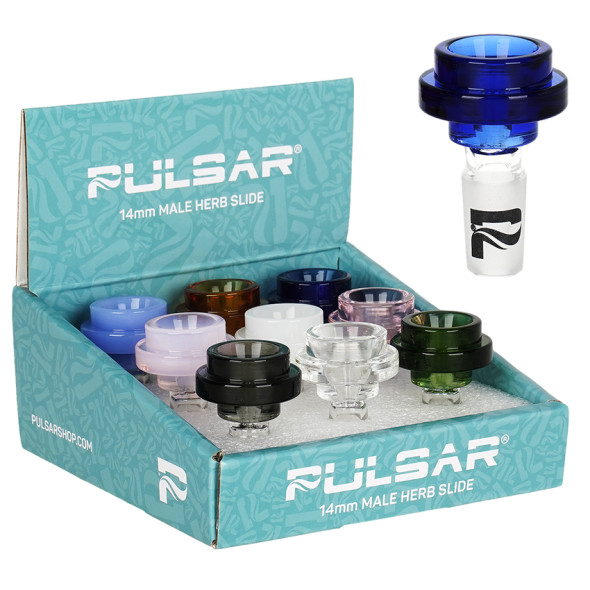 Pulsar Cool Ring Glass Herb Slide - 14mm M / Assorted Colors/9CT Display