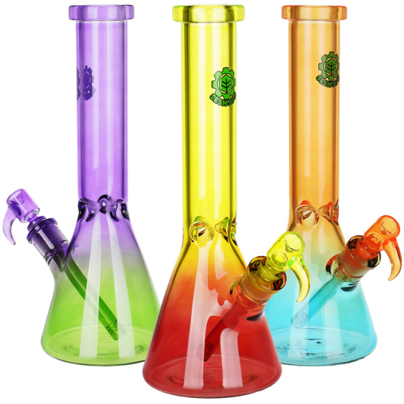 Seshgear Straight Up Beaker Glass Water Pipe - 13.75" / 14mm F / Assorted Colors/3CT Bundle
