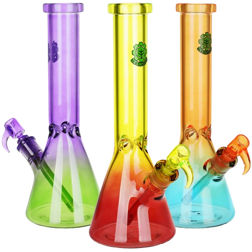 Seshgear Straight Up Beaker Glass Water Pipe - 13.75" / 14mm F / Assorted Colors/3CT Bundle