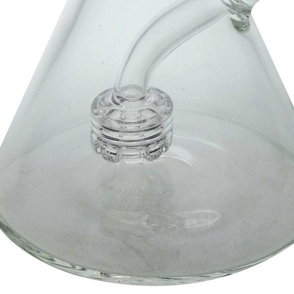 10" Beaker w/ Fixed Downstem, Showerhead Perk & Color Accent on Mouthpiece by Diamond Glass