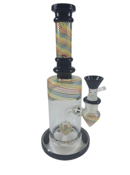 11" Bubbler w/ Sphere Perc &  Ribbon Accents Multi Color