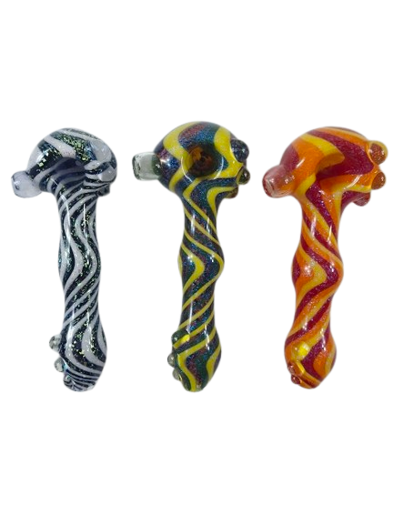 Shine Glassworks - Striped Dichroic Bone Pipe Colors Vary