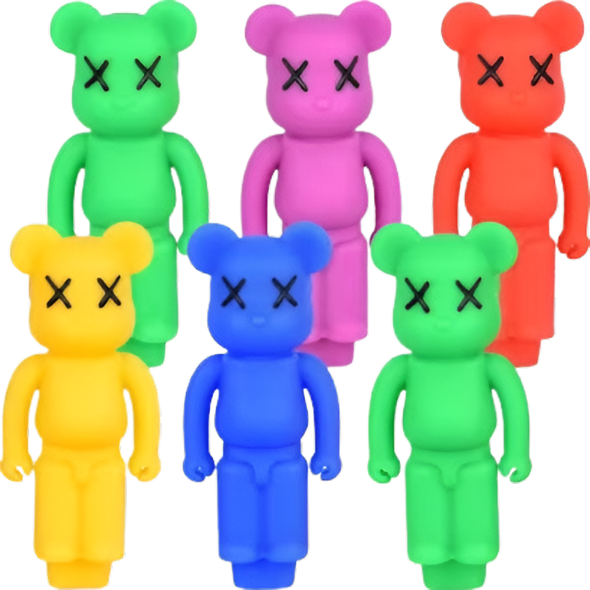 Bear Silicone Hand Pipe - 4.5"/ Assorted Colors/6ct Bundle