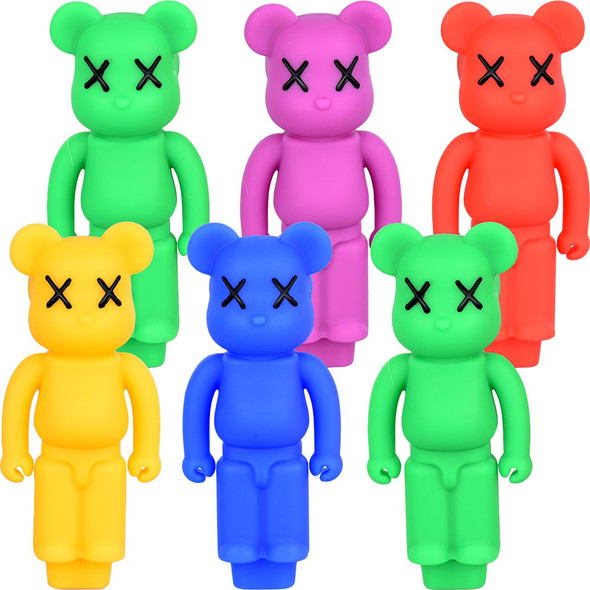 Bear Silicone Hand Pipe | 4.5"| Assorted Colors | 6ct Bundle