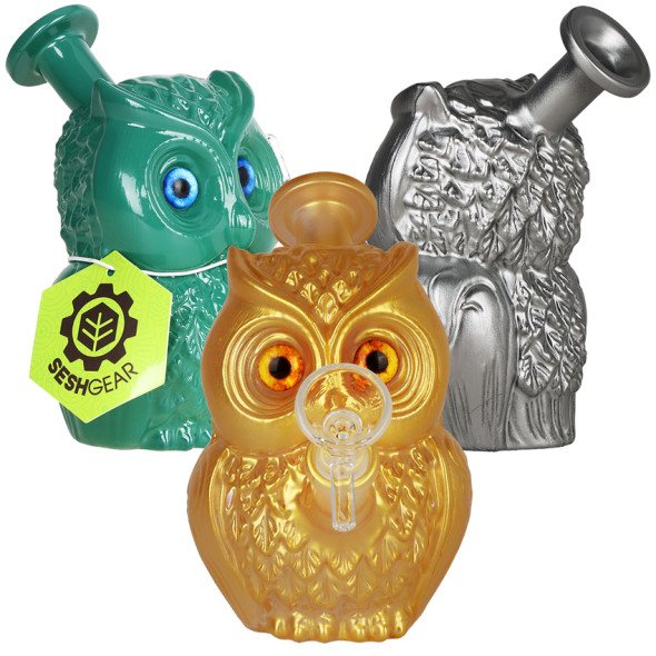 SeshGear Tiny Hooters Glass Water Pipe - 5" / 14mm F / Assorted Colors/3ct Bundle