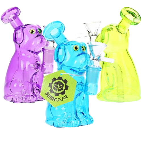 SeshGear Fetch Rover! Glass Bubbler - 5" / 14mm F / Assorted Colors/3ct Bundle