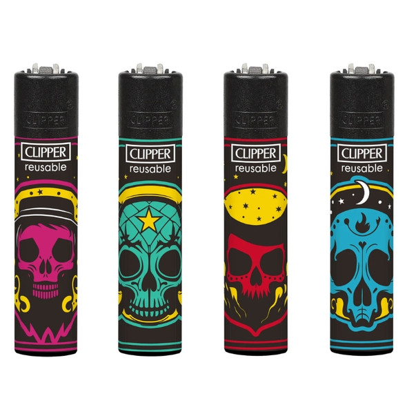 Clipper Lighter - Black Magic Skulls/48pc Display