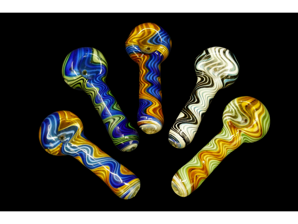 Swirling Wig Wag Hand Pipes - 3.75"/4ct Bundle