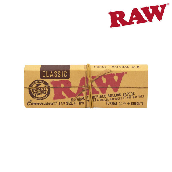 Raw Connoisseur Rolling Papers w/ Tips - 32pc / 1 1/4"/24ct Display