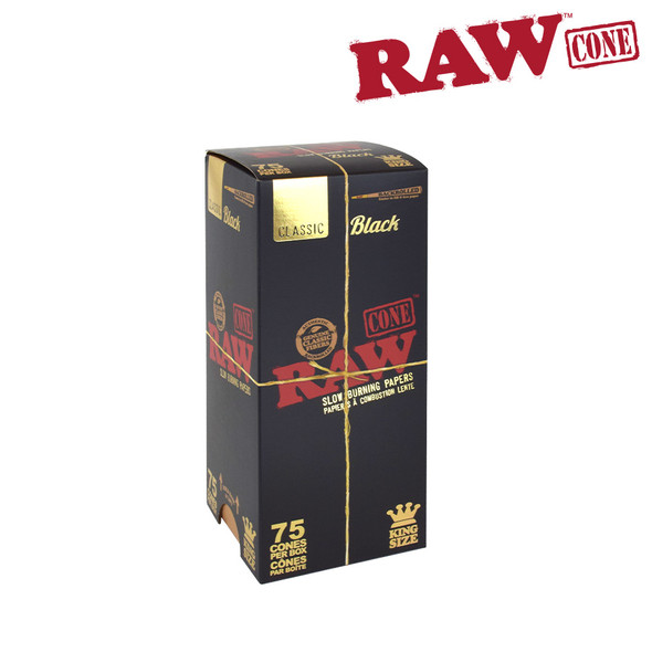 RAW Black Pre-Rolled Cones - King Size/75ct Box