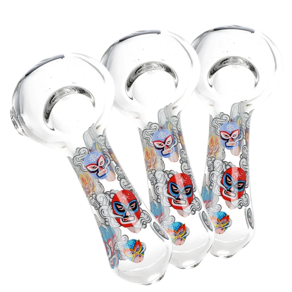 3ct Pulsar Luchadors Glass Spoon Pipe Bundle - 4.5"