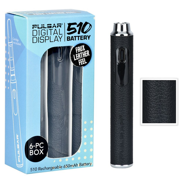 6CT PACK - Pulsar Digital Display Leather 510 Battery - 650mAh / Black
