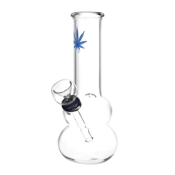 Lil Leaf Bubble Beaker Water Pipe - 6" / 10mm Grommet / Clear