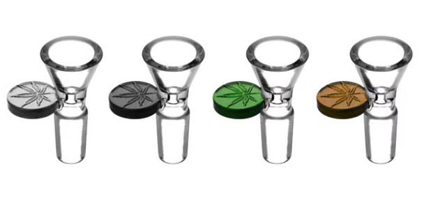 Herb Slide w/ Embossed Leaf Tab - 14mm Male