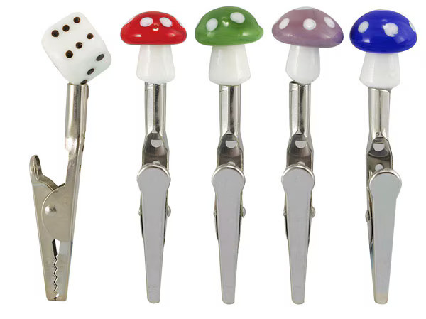 2.65" Ceramic Tip Mushrooms & Dice Memo Clips - 50ct Bag