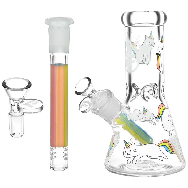 Pulsar Caticorns Design Series Glass Beaker Water Pipe - 8" / 14mm F