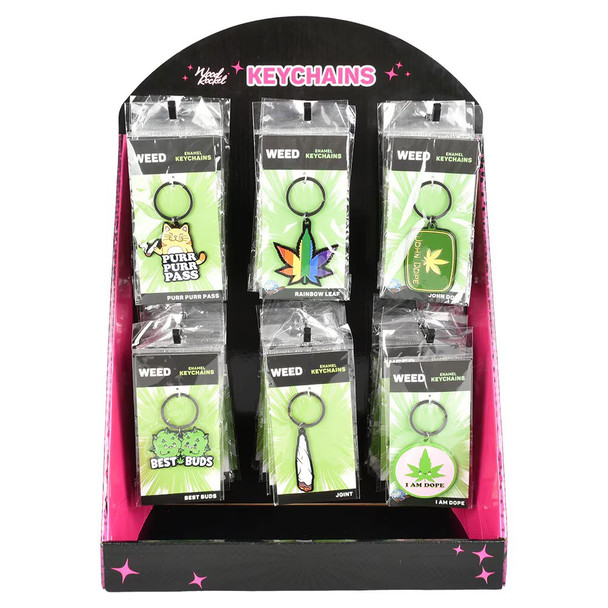 Wood Rocket Hemp Enamel Keychains - Assorted Designs/36PC DISPLAY