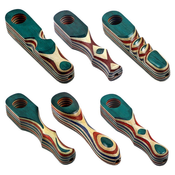 Colorful Wooden Spoon Pipe - 4" / Styles Vary
