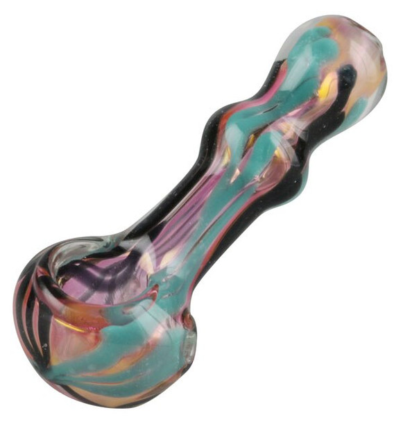 Gold Fumed Wigwag Hand Pipe - 3.5" / Colors Vary